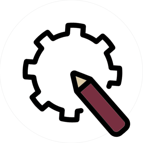 gear with pencil inside of it icon