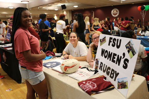 FSU Women's Rugby participating in the FSU Involvement Fair