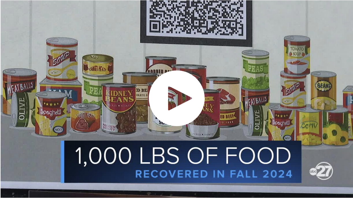picture of cans of food and the phrase "1000 lbs. of food"