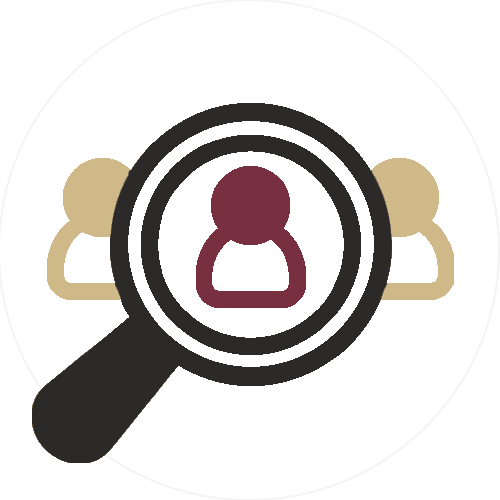 avatars with magnifying glass icon