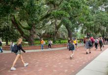 students walking on campus