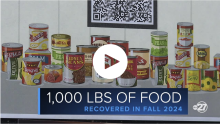picture of cans of food and the phrase "1000 lbs. of food"